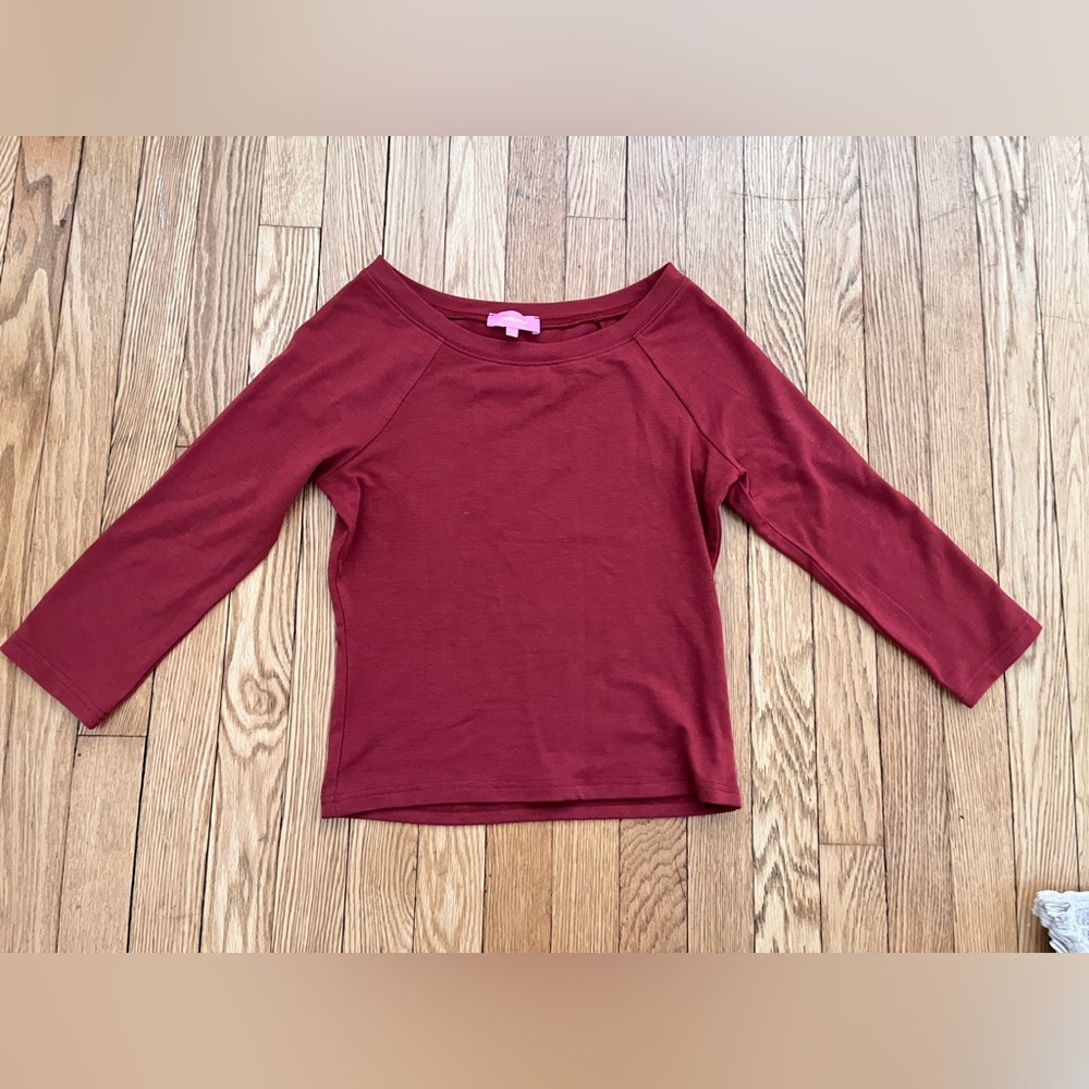 Edikted Boatneck 3/4 Sleeve Top Burgundy Size L
